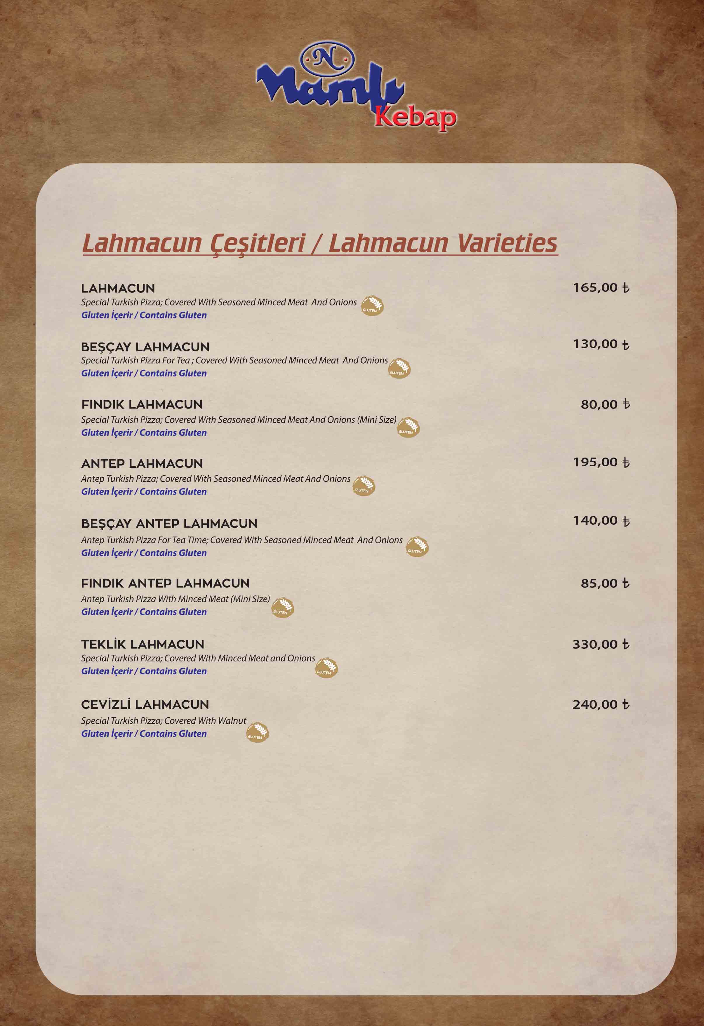 menu
