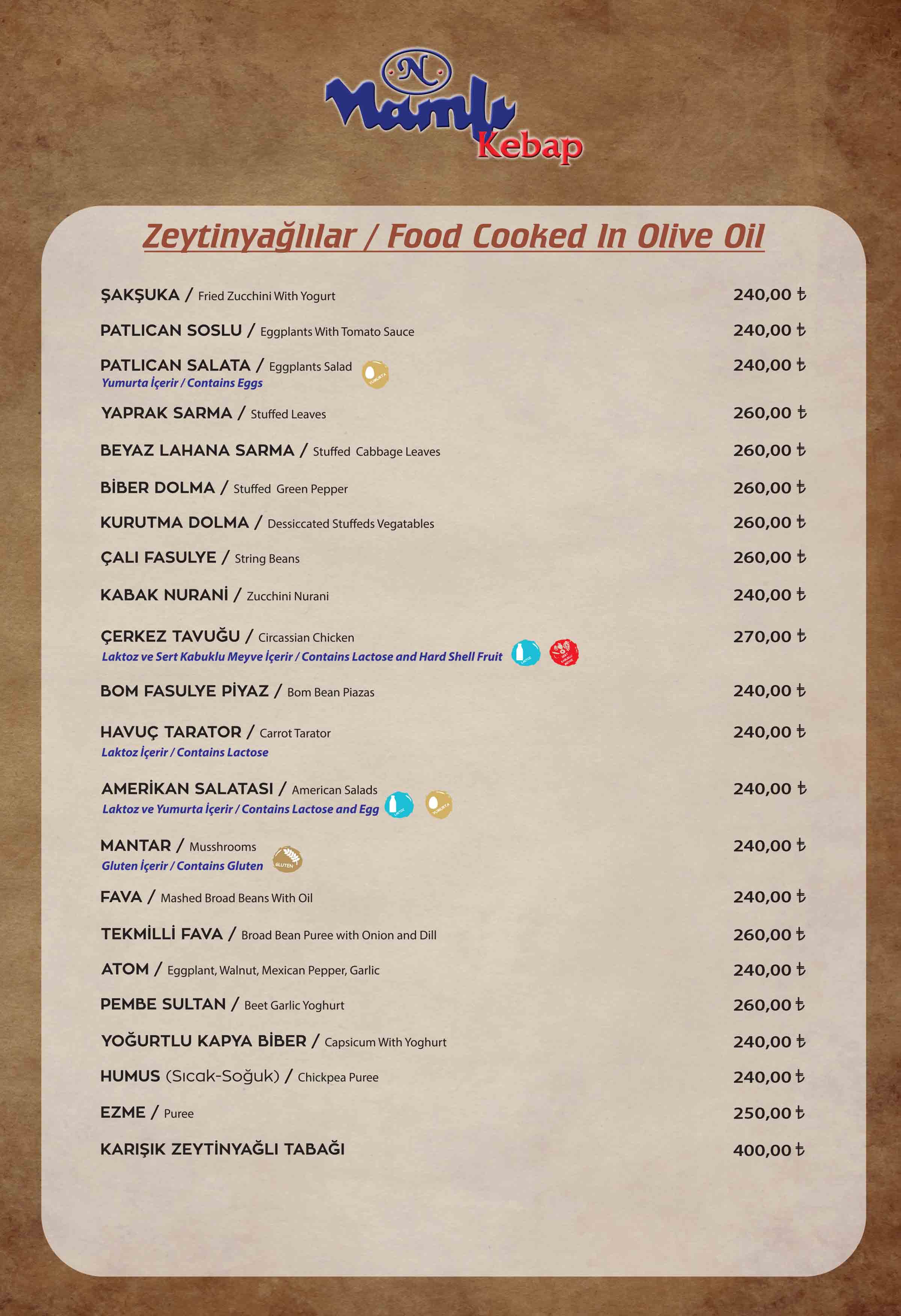 menu