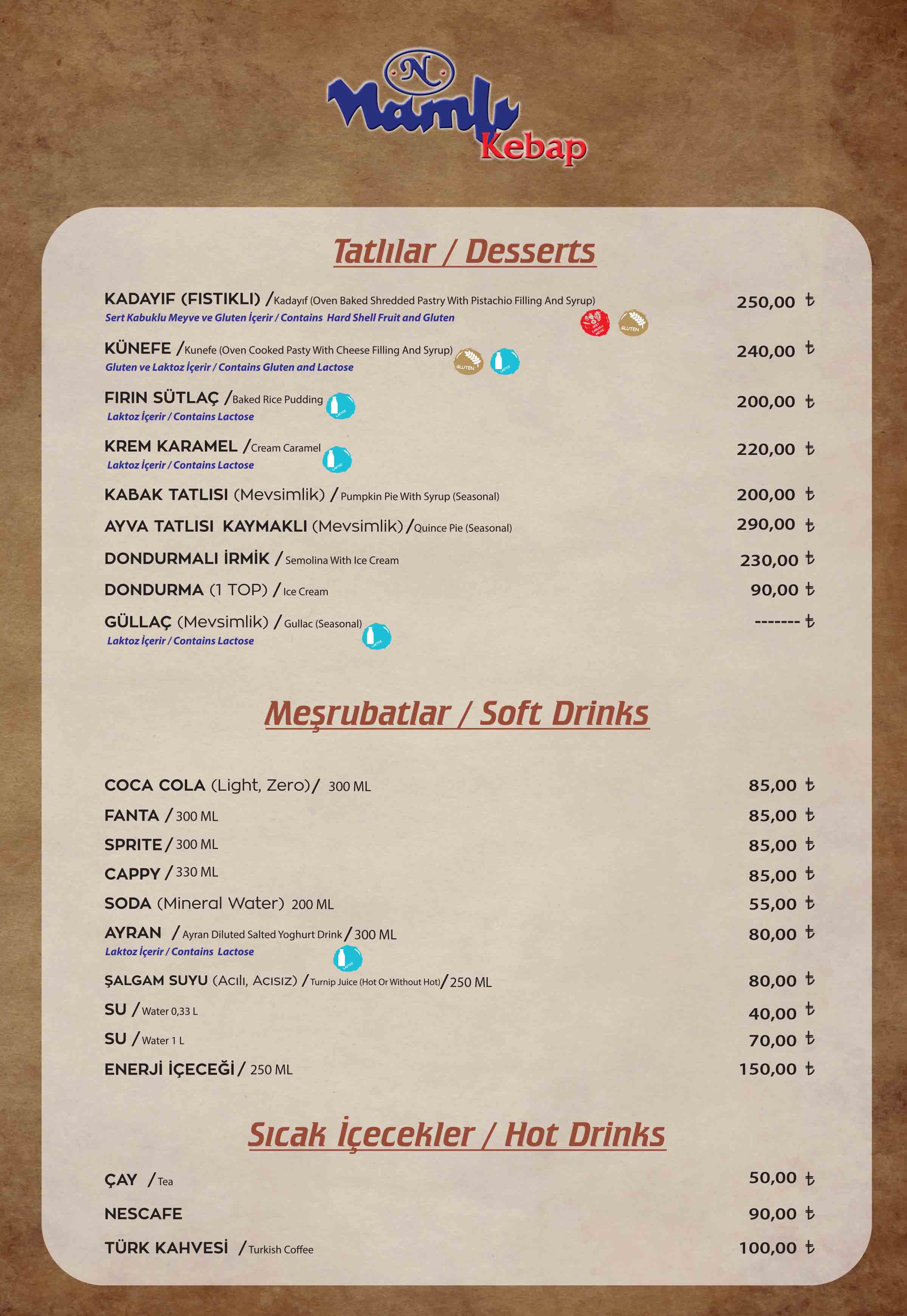 menu