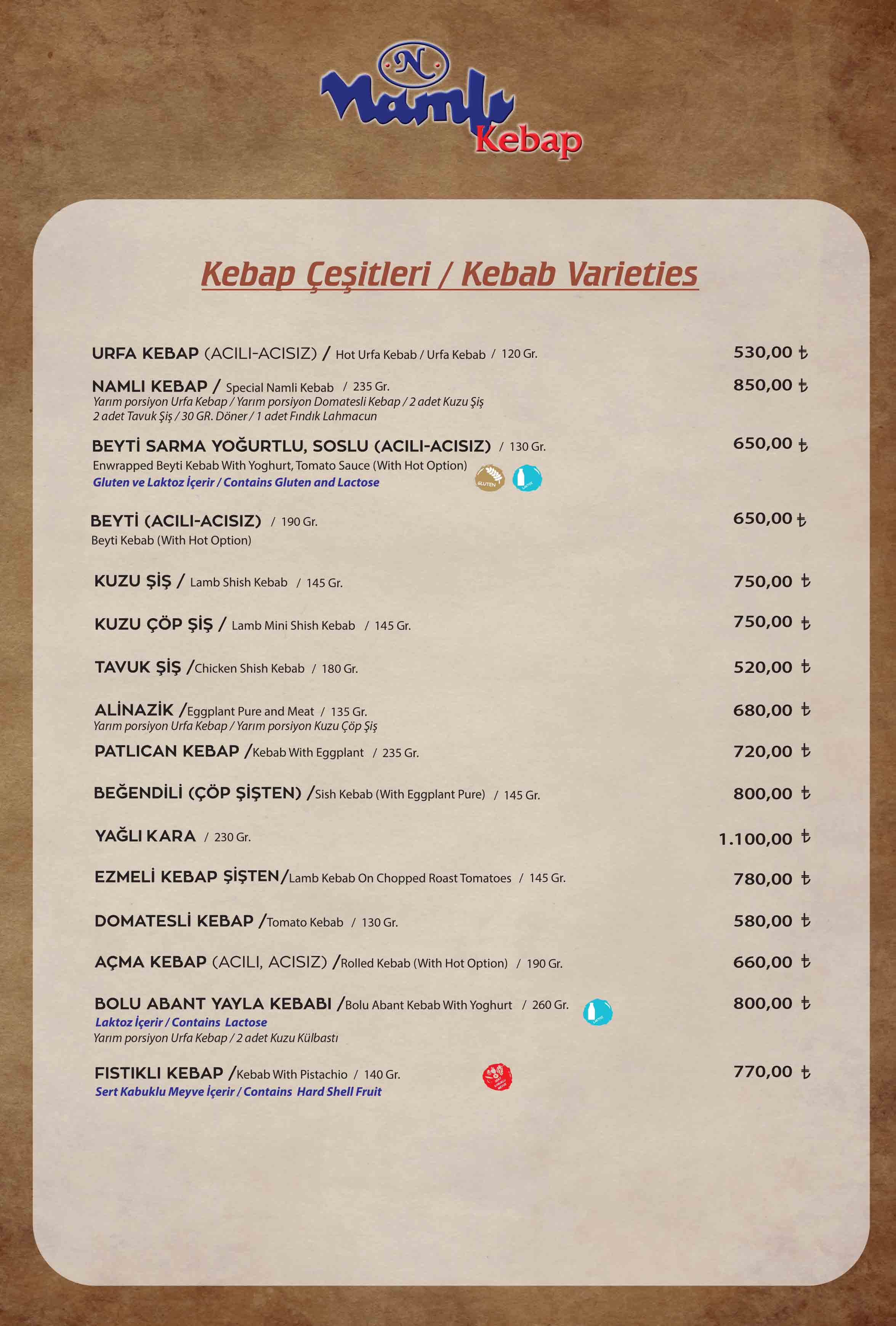 menu