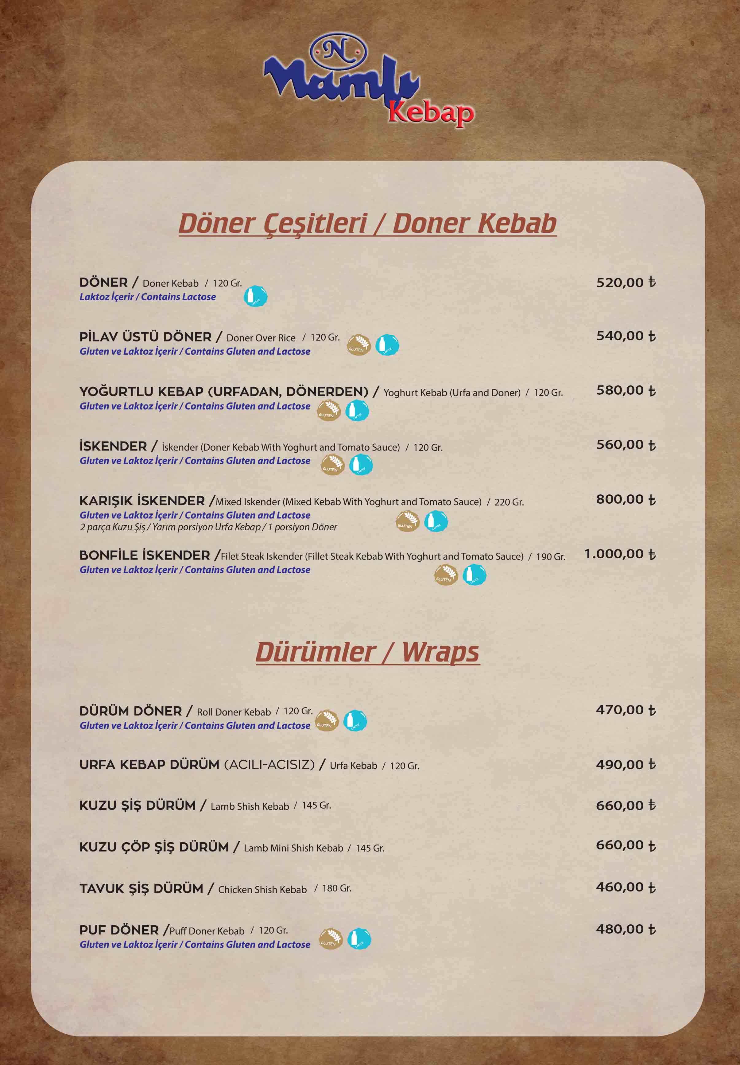 menu